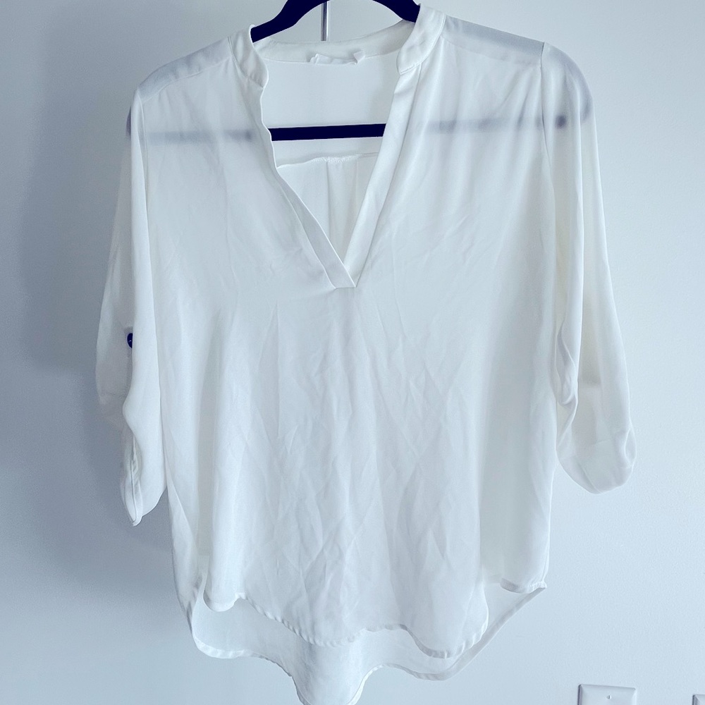 White flowy long sleeve top